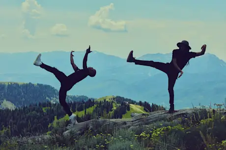 Jon Boogz and Lil Buck dancing on Powder Mountain 