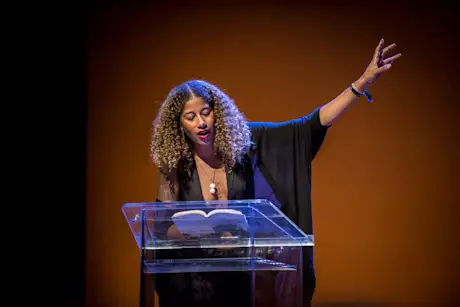 Aja Monet at closing ceremony of Summit LA17 