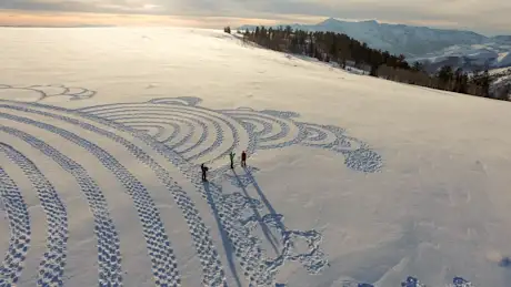 Snow art by Simon Beck on Powder Mountain 