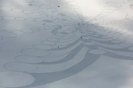 Snow art by Simon Beck on Powder Mountain 