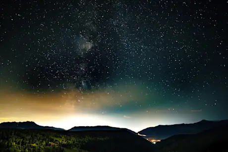 Powder Mountain Village at night (photo by Max Cutrone)